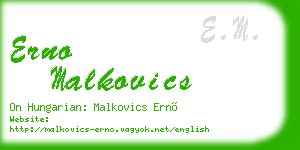 erno malkovics business card